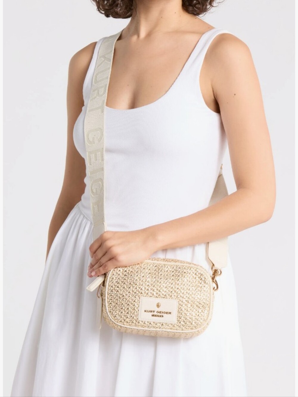 Kurt Geiger-Chriswick Faux Raffia Camera Bag (Open Yellow 🤎) 2 Strap Included